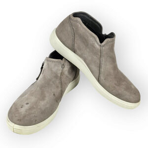 Shoes Ecco comfort Gray leather suede booties side zip size 7 wide
